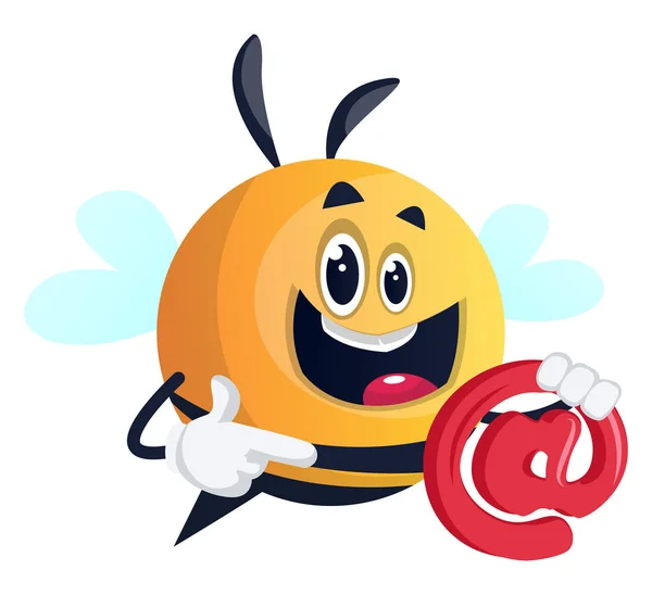 Bee Holding e-mail symbool, illustratie, vector op witte blauw — Stockvector