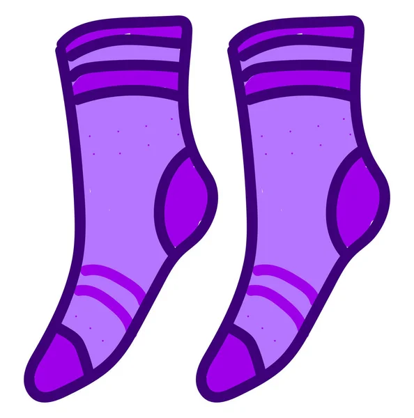 Chaussettes violettes, illustration, vecteur sur fond blanc . — Image vectorielle