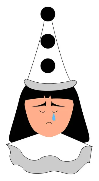 Crying pierrot, illustration, vector on white background. — Stock Vector