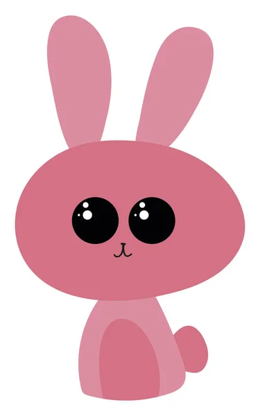 Pink bunny with cute eyes, illustration, vector on white backgro — Stock Vector