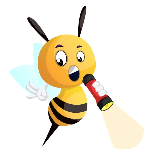Bee segurando lanterna, ilustração, vetor no fundo branco — Vetor de Stock