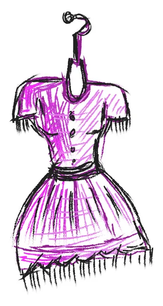 Vestido de mujer púrpura, ilustración, vector sobre fondo blanco . — Archivo Imágenes Vectoriales