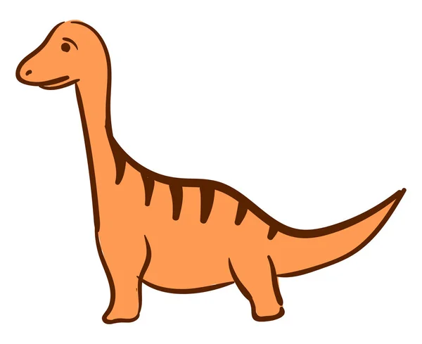 Triest oranje dinosaurus, illustratie, vector op witte achtergrond. — Stockvector