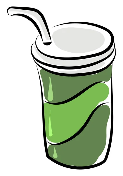 Coffee in green cup, illustration, vector on white background. — Stock Vector