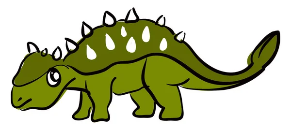 Sorglig grön dinosaurie, illustration, vektor på vit bakgrund. — Stock vektor