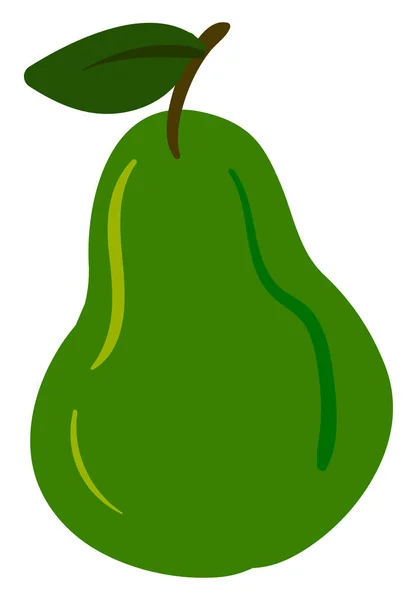 Green flat pear, illustration, vector on white background. — Stock Vector