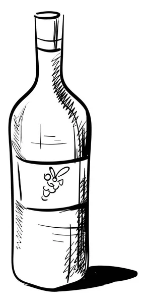 Botella de dibujo de vino, ilustración, vector sobre fondo blanco — Archivo Imágenes Vectoriales