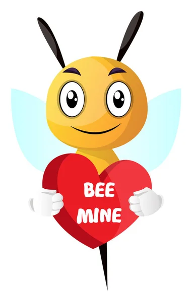 蜜蜂抱着心脏，插图，白色背景上的矢量. — 图库矢量图片