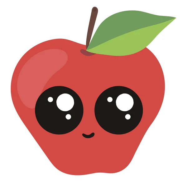 แอปเปิ้ลน่ารักที่มีตาใหญ่, ภาพวาด, เวกเตอร์บน backgrou สีขาว — ภาพเวกเตอร์สต็อก