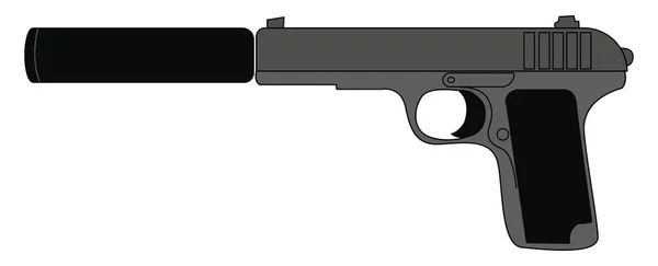 Pistola silenziata, illustrazione, vettore su sfondo bianco . — Vettoriale Stock