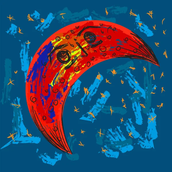 Lune rouge dans le ciel, illustration, vecteur sur fond blanc . — Image vectorielle