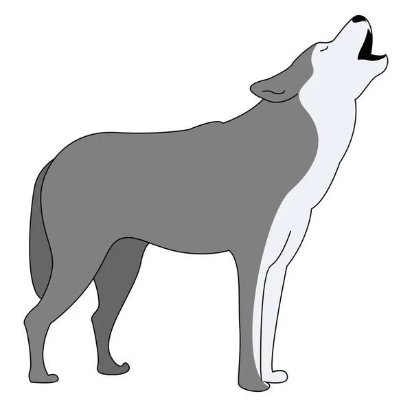 Grijze wolf, illustratie, vector op witte achtergrond. — Stockvector