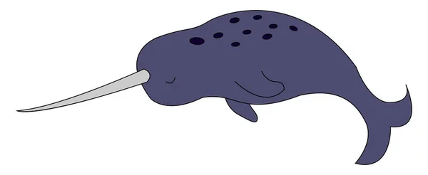 Sovande Narwhal, illustration, vektor på vit bakgrund. — Stock vektor