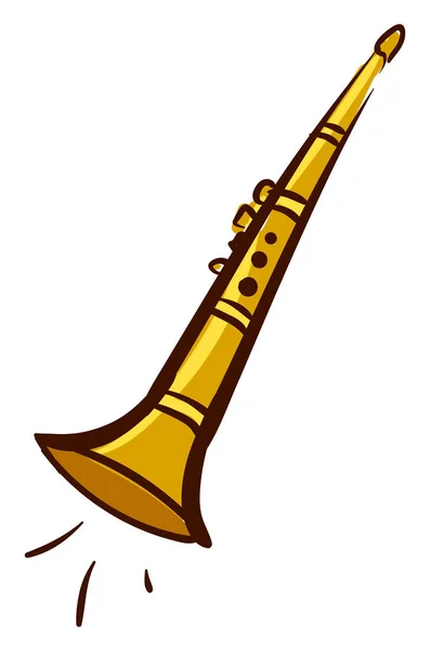 Gouden klarinet, illustratie, vector op witte achtergrond. — Stockvector