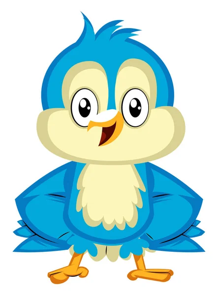 엉덩이, 일러스트, vect에 자신의 날개와 함께 서있는 푸른 새 — 스톡 벡터