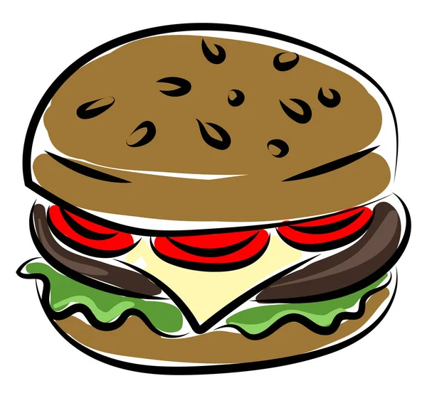 Hamburger, illustrazione, vettore su sfondo bianco . — Vettoriale Stock