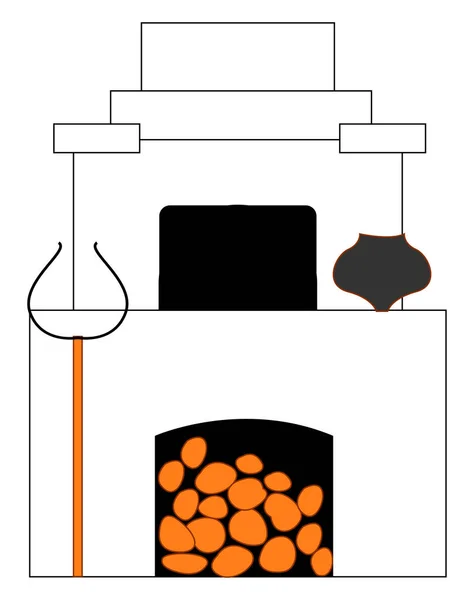 Russo fogão velho, ilustração, vetor sobre fundo branco . —  Vetores de Stock