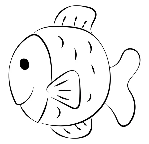 Fat fish drawing, illustration, vector on white background. - Stok Vektor