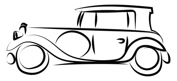 Dibujo antiguo coche retro, ilustración, vector sobre fondo blanco . — Archivo Imágenes Vectoriales