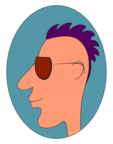 Hombre de pelo morado, ilustración, vector sobre fondo blanco . — Vector de stock