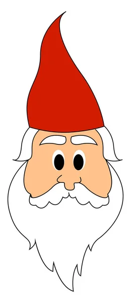 Little dwarf with red hat, illustration, vector on white backgro — Stock Vector