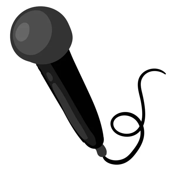 Černý mikrofon, ilustrace, vektor na bílém pozadí. — Stockový vektor