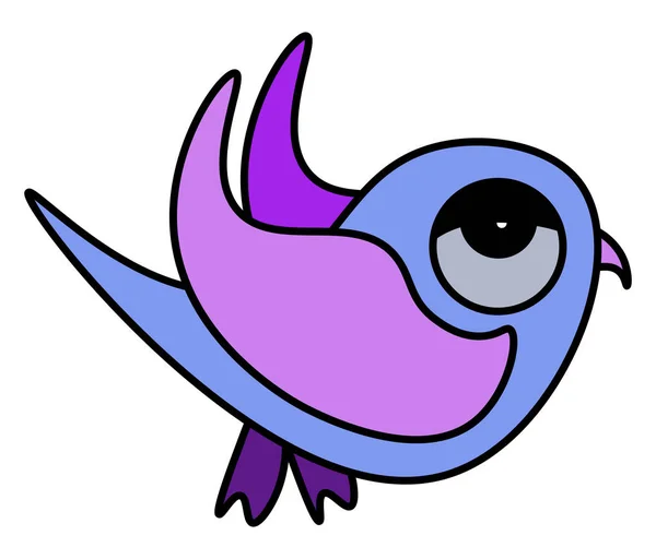 Pájaro cansado púrpura, ilustración, vector sobre fondo blanco . — Vector de stock