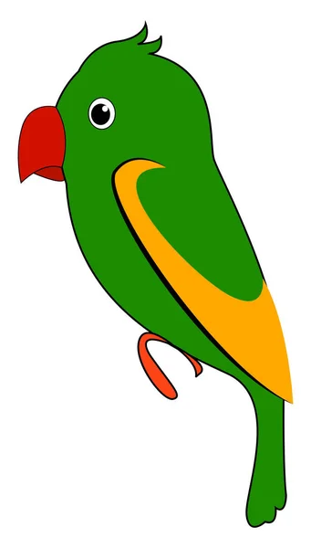Papagaio tropical verde, ilustração, vetor sobre fundo branco . — Vetor de Stock