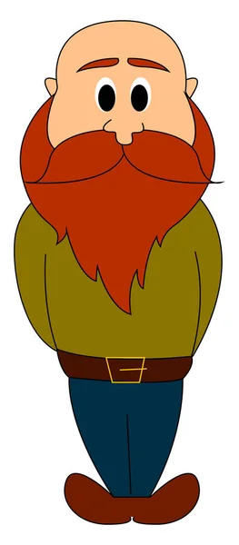 Uzun kırmızı sakallı adam, illüstrasyon, beyaz backgroun vektör — Stok Vektör