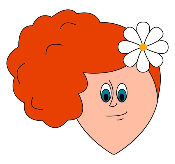 Dívka s červenými vlasy, ilustrace, vektor na bílém pozadí. — Stockový vektor