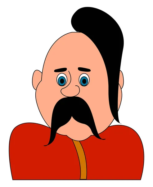 Cossaco em camisa vermelha, ilustração, vetor sobre fundo branco . — Vetor de Stock