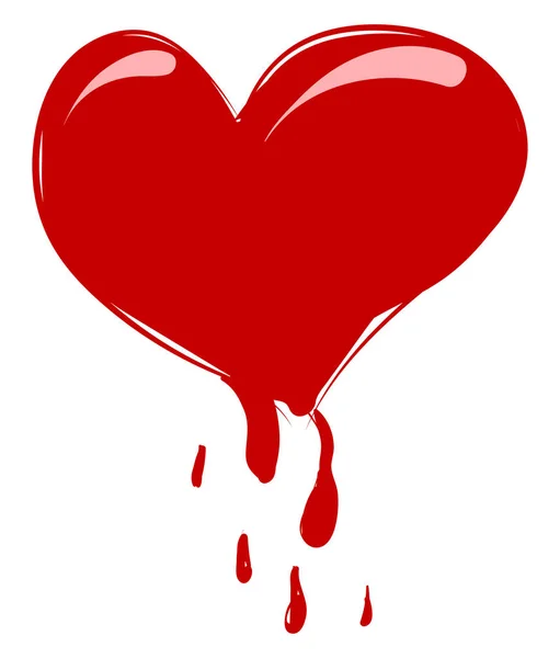 Red dripping heart, illustration, vector on white background. — Stock Vector