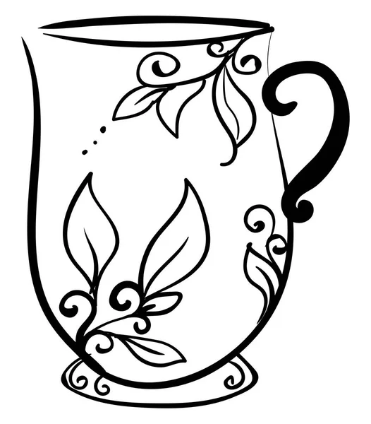 Decorative cup drawing, illustration, vector on white background — Stock Vector