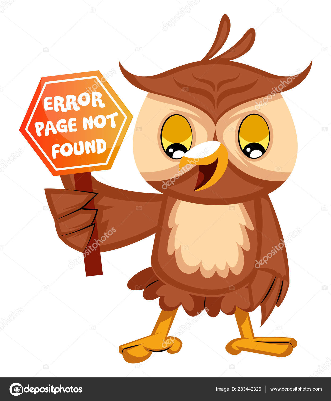 Сова Со Знаком Ошибки 404, Иллюстрация, Вектор На Белой Backgroun.