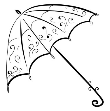 Şemsiye çizimi, illüstrasyon, beyaz arka plan üzerinde vektör.