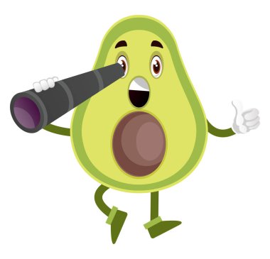 Teleskoplu avokado, illüstrasyon, beyaz arka plan üzerine vektör