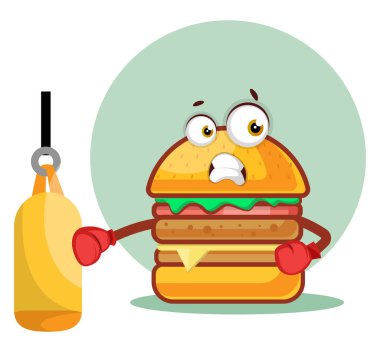 Boxer burger boks eldiven, illüstrasyon, beyaz vektör giyer 