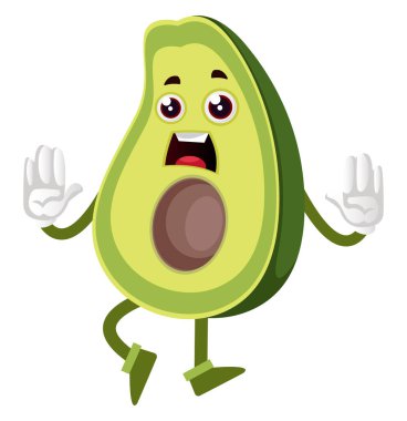 Korkunç avokado, illüstrasyon, beyaz arka plan vektör.