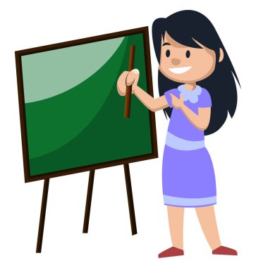 Siyah tahtalı kız, illüstrasyon, beyaz arka plan üzerinde vektör.