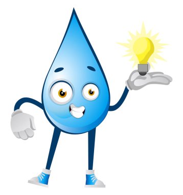 Ampul ile su damlası, illüstrasyon, beyaz backgro vektör