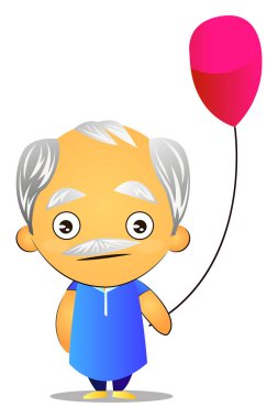 Yaşlı adam tutan balon, illüstrasyon, beyaz backgroun vektör