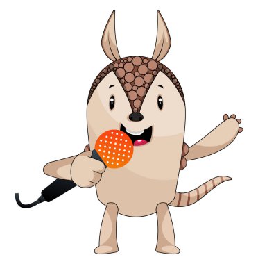Armadillo mikrofon, illüstrasyon, vektör beyaz b şarkı