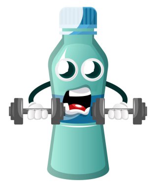 Şişe eğitim ağırlıkları, illüstrasyon, whit vektör tutuyor