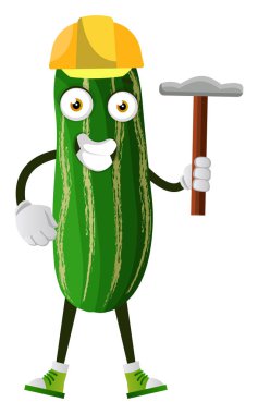 Çekiç, illüstrasyon, beyaz arka plan üzerinde vektör ile Salatalık.