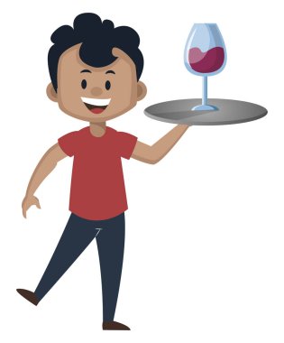 Çocuk asma cam hizmet vermektedir, illüstrasyon, beyaz sırt vektör