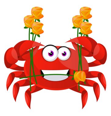 Çiçekli yengeç, illüstrasyon, beyaz arka plan üzerinde vektör.