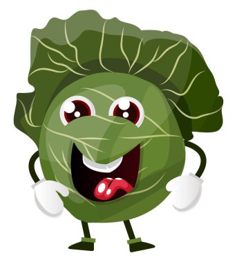 Mutlu lahana, illüstrasyon, beyaz arka plan vektör.