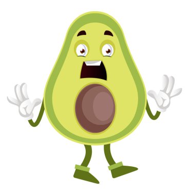 Şok avokado, illüstrasyon, beyaz arka plan vektör.