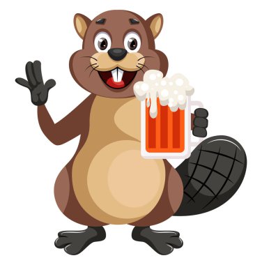 Kunduz tutan bira, illüstrasyon, beyaz arka plan vektör.