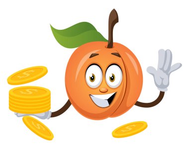 Sikke, illüstrasyon, beyaz arka plan üzerinde vektör ile Kayısı.